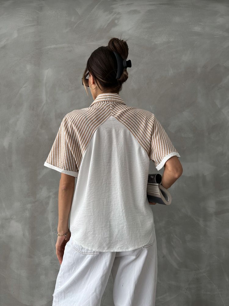Topshow Stone Stripe Detailed Drop Shoulder Wholesale Shirt