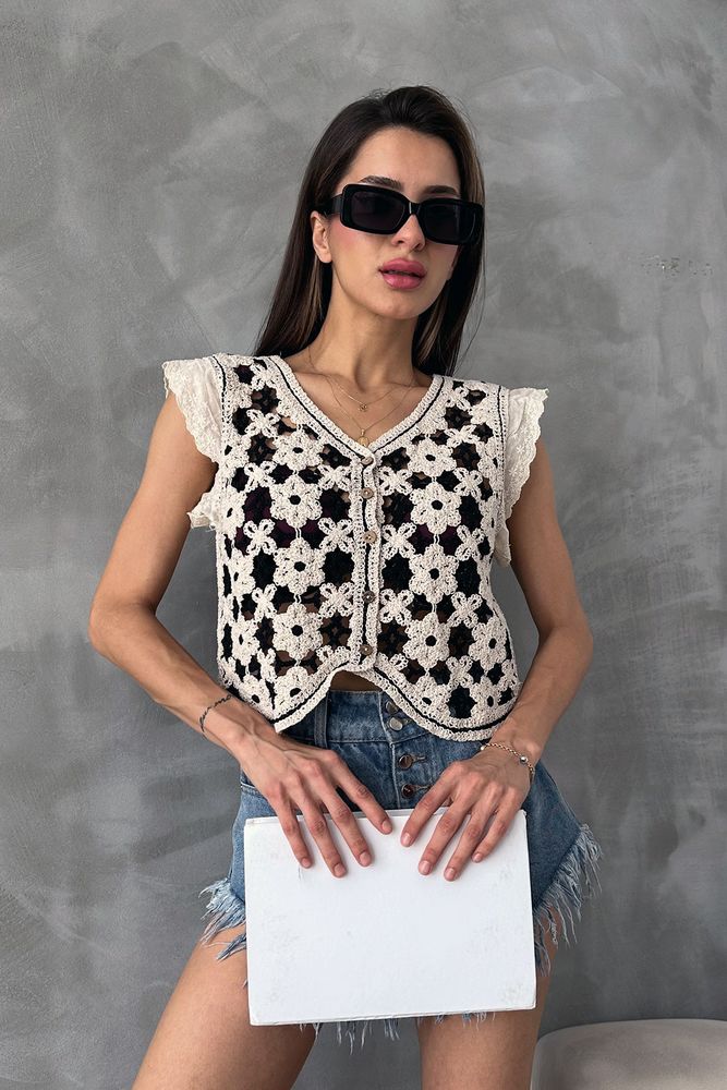 Topshow Stone Black Buttoned Wholesale Vest
