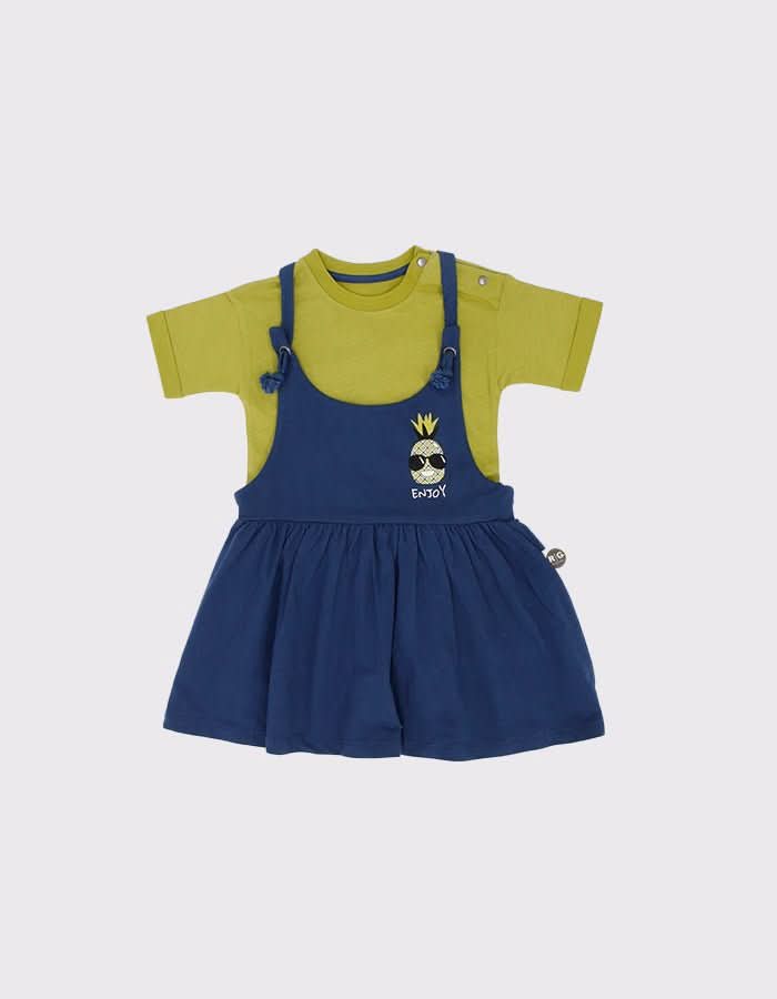 Tişörtlü Kız Çocuk Tulum Elbise | RG Brand | 6 Ay–4 Yaş | RG165 - YEŞİL