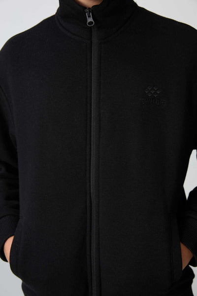 Tommylife Toptan 7-15 Yaş Dik Yaka Erkek Çocuk Eşofman Takımı 11256 Siyah