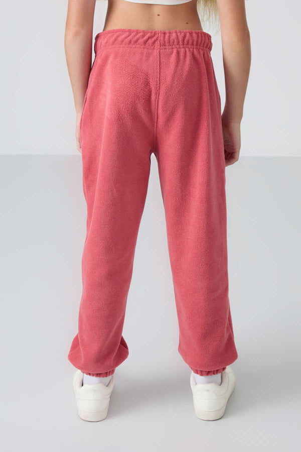 Tommylife Toptan 7-15 Yaş Jogger Standart Kalıp Kız Çocuk Eşofman Alt 75155 Yaban Gülü