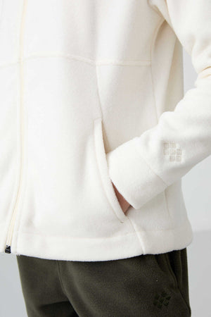 Tommylife Toptan 7-15 Yaş Kapüşonlu Standart Kalıp Kız Çocuk Polar Sweatshirt 75152 Ekru