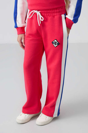 Tommylife Toptan 7-15 Yaş O Yaka Standart Kalıp Kız Çocuk Eşofman Takımı 75165 Viva Kırmızı