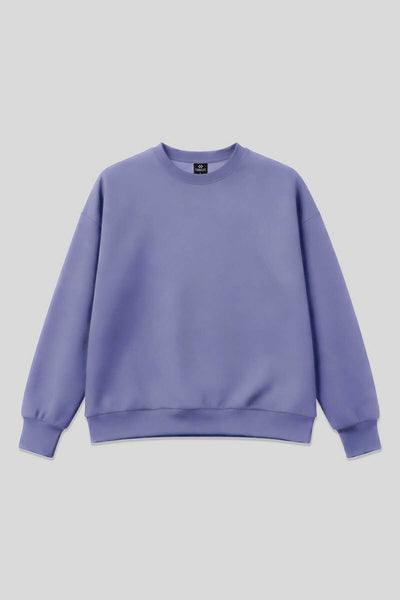 Tommylife Toptan Açık Eflatun Basic O Yaka Oversize Kadın Sweatshirt - 97053