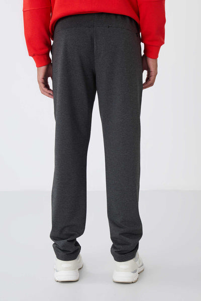 Tommylife Wholesale Anthracite Melange Drawstring Pocketed Standard Fit Classic Leg Men's Sweatpants - 84682