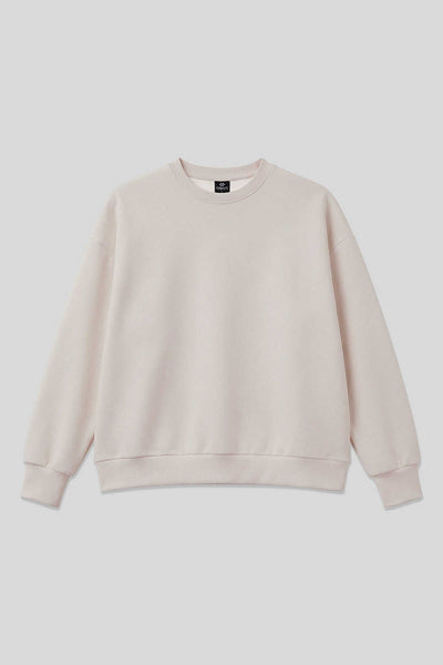 Tommylife Toptan Bej Basic O Yaka Oversize Kadın Sweatshirt - 97053