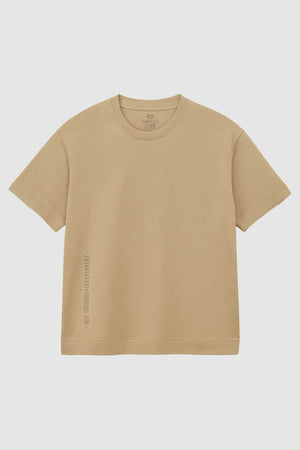 Tommylife Toptan Bej Baskılı O Yaka Rahat Form Battal Büyük Beden Erkek T-Shirt - 88472