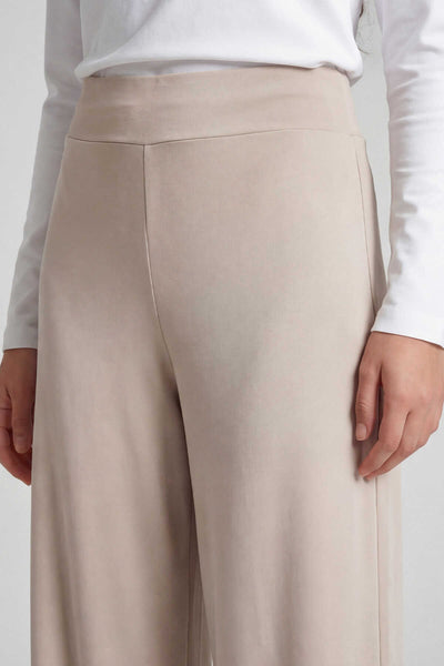 Pantaloni damă Tommylife Wholesale, bej, cu croială largă, tip corset Palazzo, confortabil - 94681