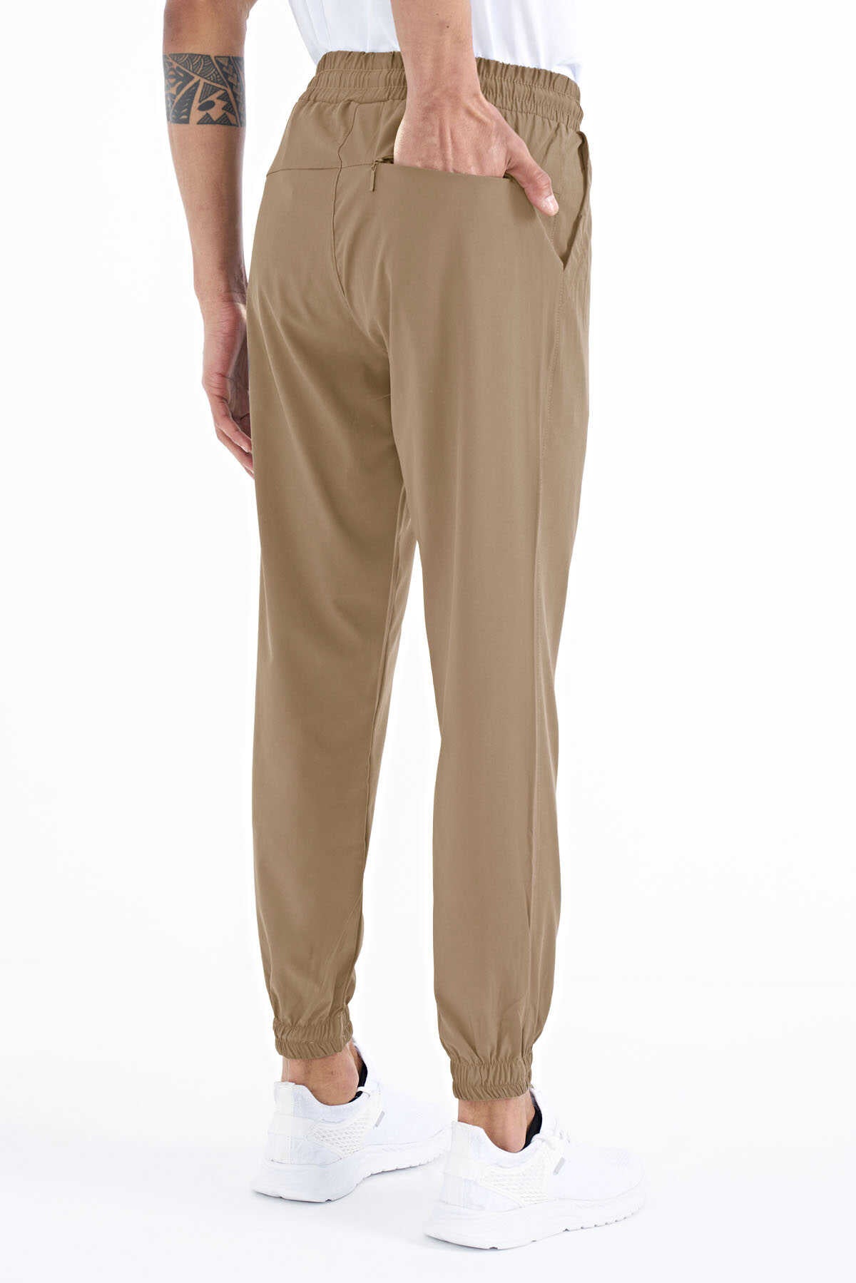 Tommylife Toptan Bej Erkek Basic Cepli Bağcıklı Rahat Form Lastik Paça Eşofman Altı - 84826