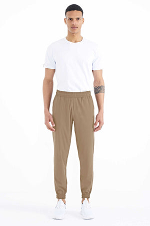 Tommylife Toptan Bej Erkek Basic Cepli Bağcıklı Rahat Form Lastik Paça Eşofman Altı - 84826