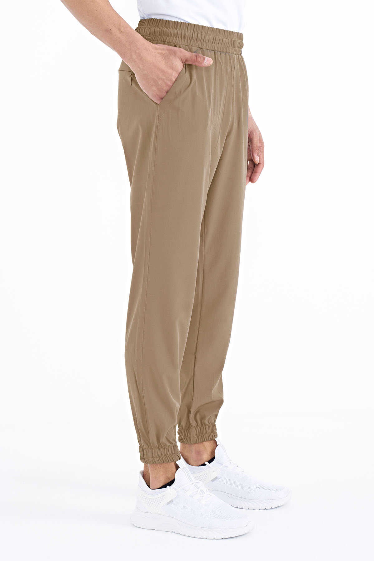 Tommylife Toptan Bej Erkek Basic Cepli Bağcıklı Rahat Form Lastik Paça Eşofman Altı - 84826