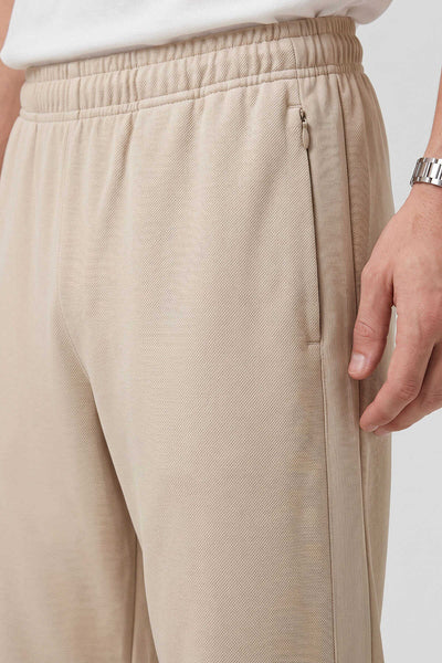 Pantaloni de trening palazzo pentru bărbați, bej, cu curea, croială confortabilă, Tommylife, en-gros - 82196
