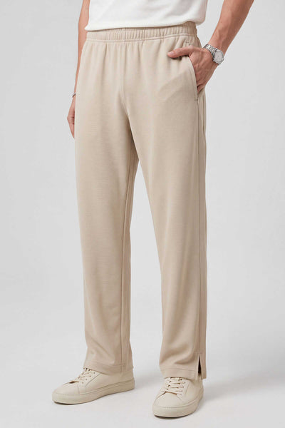 Pantaloni de trening palazzo pentru bărbați, bej, cu curea, croială confortabilă, Tommylife, en-gros - 82196