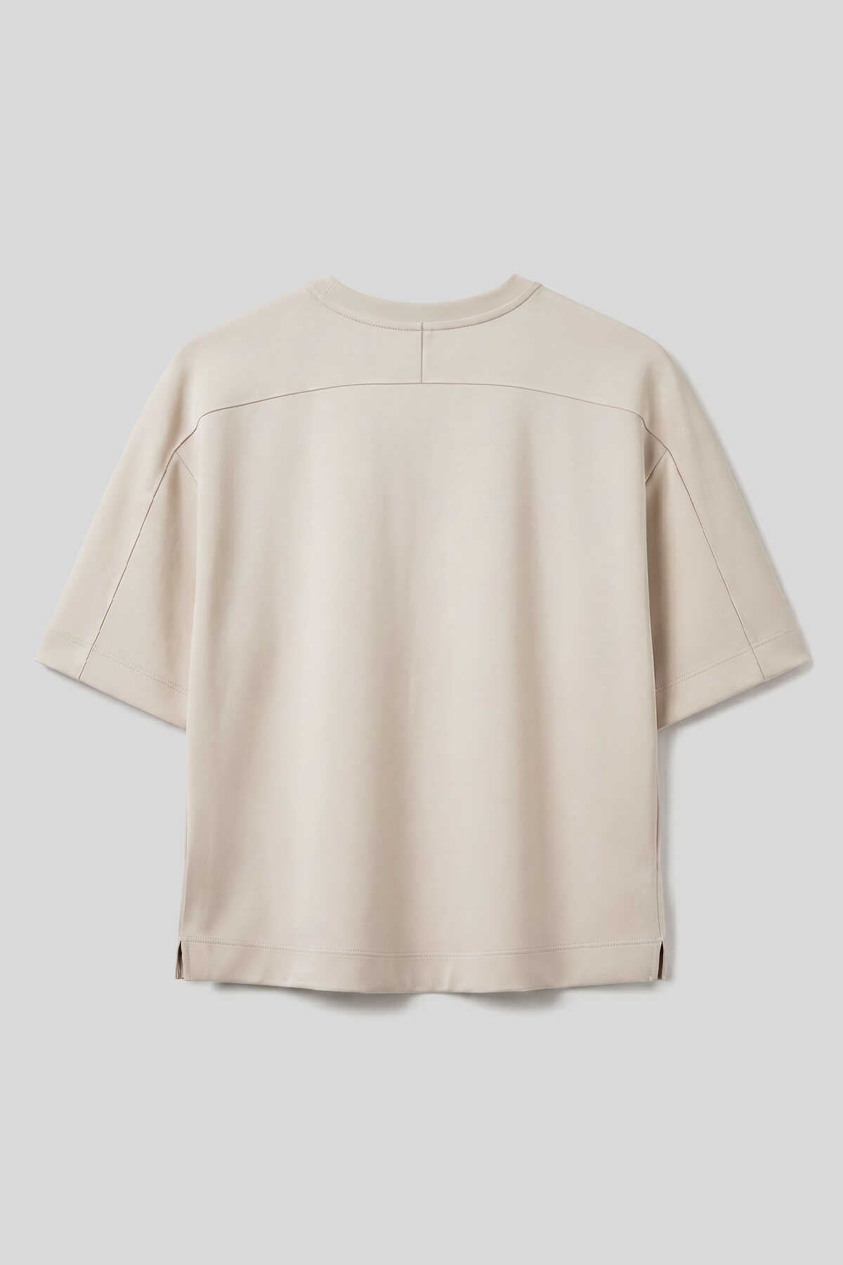 Tricou simplu pentru femei, bej, cu guler rotund și mânecă scurtă, Tommylife Wholesale - 97316