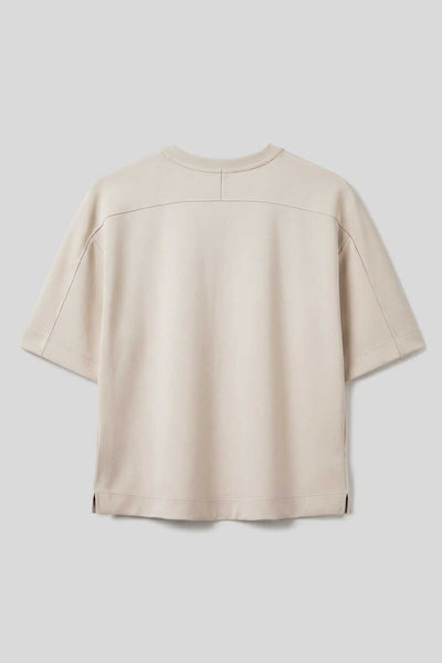 Tricou simplu pentru femei, bej, cu guler rotund și mânecă scurtă, Tommylife Wholesale - 97316