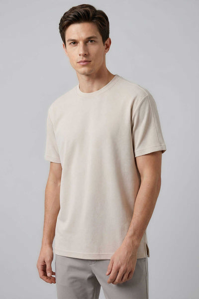 Tricou bărbătesc Tommylife, bej, confortabil, flexibil și respirabil, en-gros - 88495
