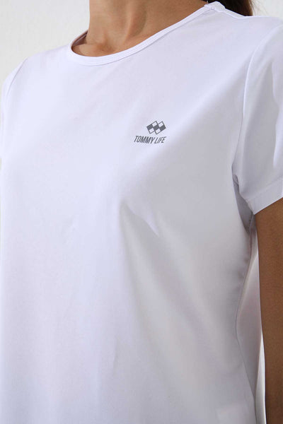 Tommylife Toptan Alb Basic Maneca Scurta Standard Fit Col O Femeie T-Shirt - 97144