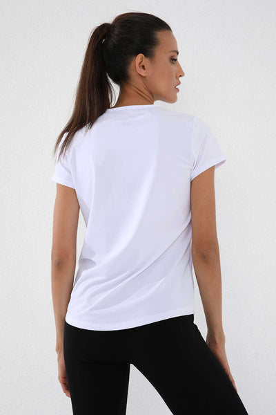 Tommylife Toptan Alb Basic Maneca Scurta Standard Fit Col O Femeie T-Shirt - 97144