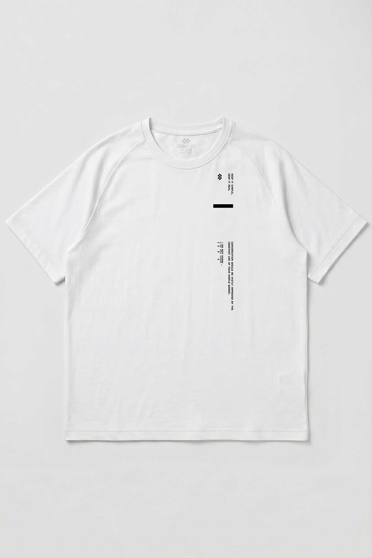 Tommylife Wholesale White Printed Plus Size Short Sleeve Men's T-Shirt - 88465