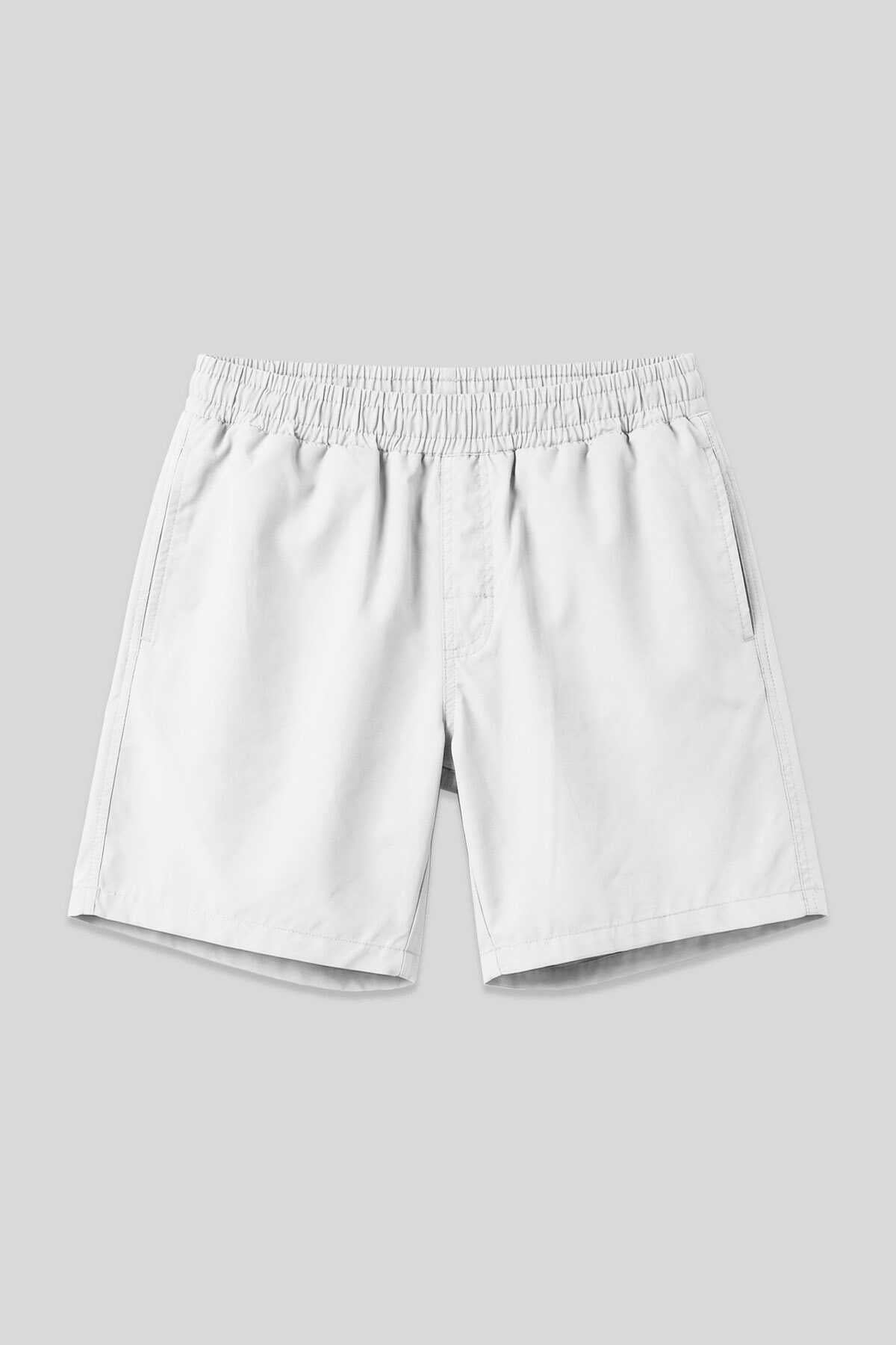 Tommylife Wholesale White Elastic Waist Standard Fit Men's Swim Shorts - 81237