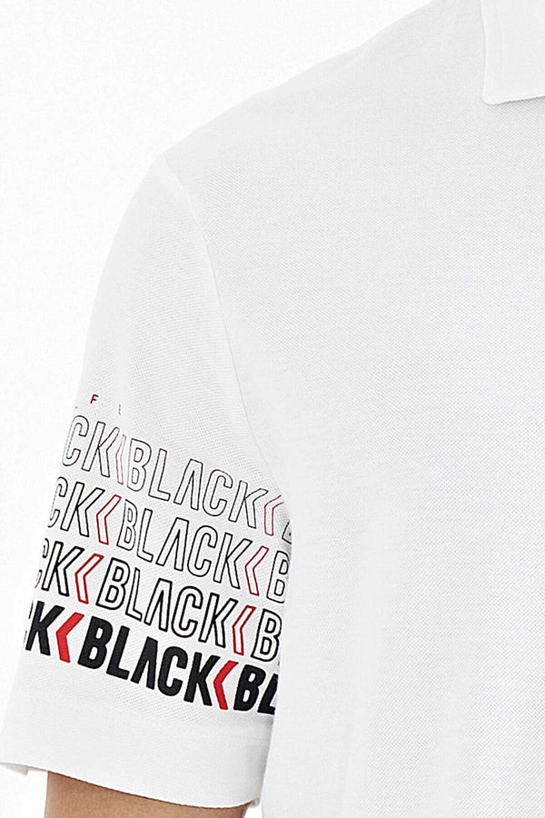 Tommylife Toptan Beyaz Kol Baskı Detaylı Polo Yaka Standart Form Erkek T-Shirt - 88240