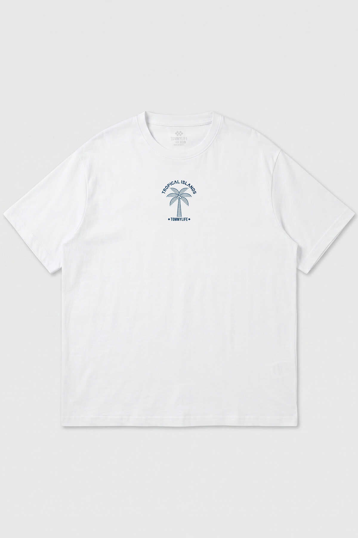 Tommylife Wholesale White Comfortable Fit Printed Plus Size Short Sleeve Men's T-Shirt - 88473