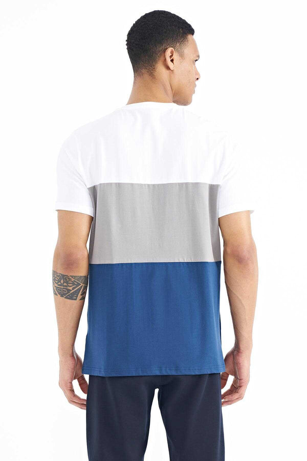 Tommylife Toptan Beyaz Renk Geçişli Baskı Detaylı O Yaka Standart Kalıp Erkek T-Shirt - 88177