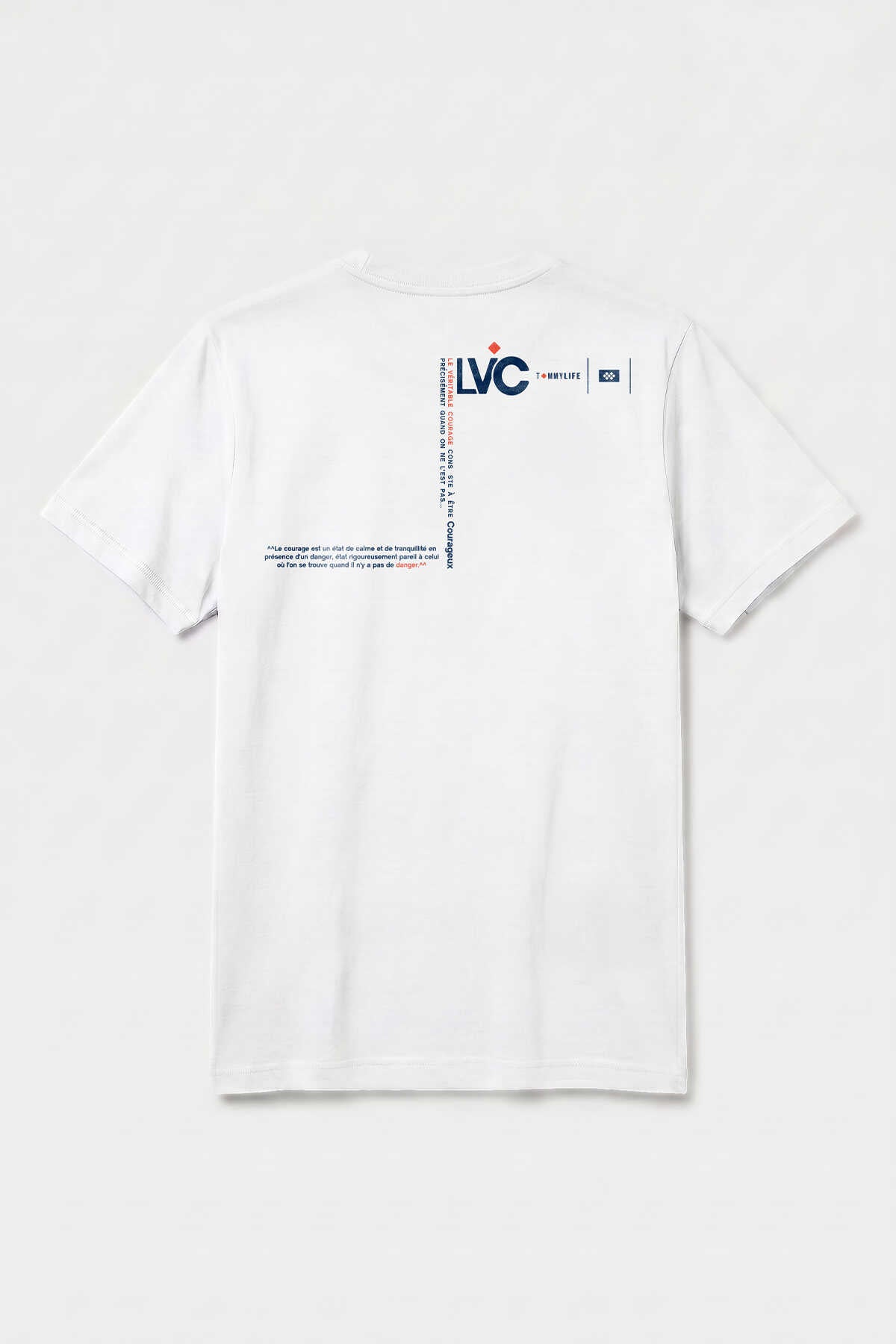 Tricou bărbătesc cu mânecă scurtă, imprimat, alb, croială standard, Tommylife Wholesale - 88440