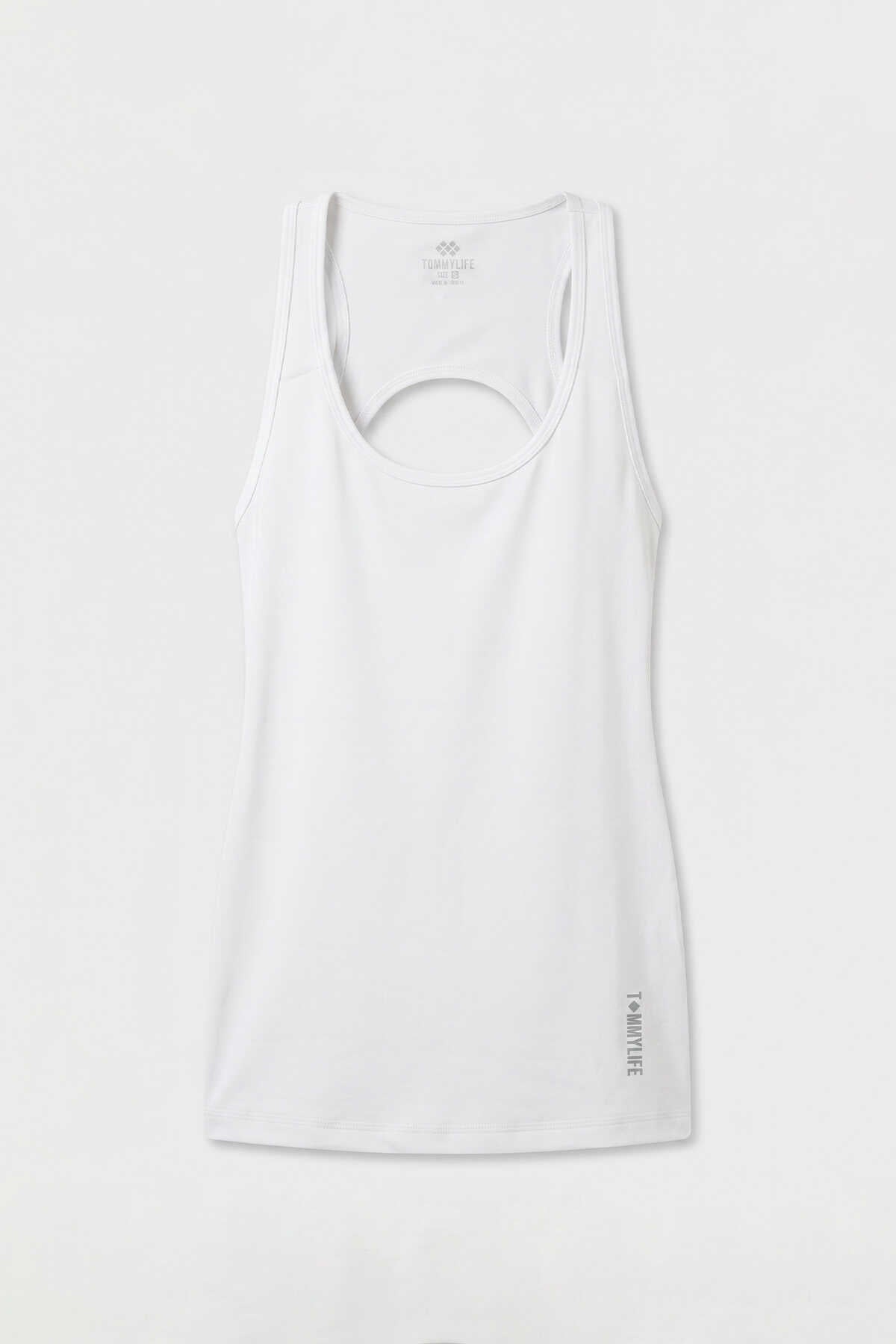 Maiou sport pentru femei, alb, cu croială standard, cu detaliu la spate, Tommylife Wholesale - 97297