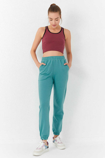 Tommylife Toptan Bordo Basic Sıfır Kol Dar Kalıp U Yaka Kadın Crop Top Atlet - 97162