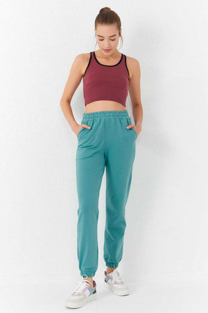 Tommylife Toptan Bordo Basic Sıfır Kol Dar Kalıp U Yaka Kadın Crop Top Atlet - 97162