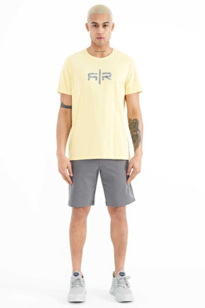 Tommylife Toptan Boris O Yaka Standart Kalıp Baskılı Erkek T-Shirt 88206 Sarı