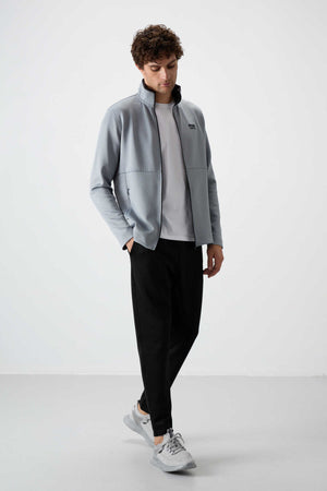 Tommylife Toptan Bran Standart Kalıp Scuba Basic Erkek Eşofman Takım 85199 Gri - Siyah
