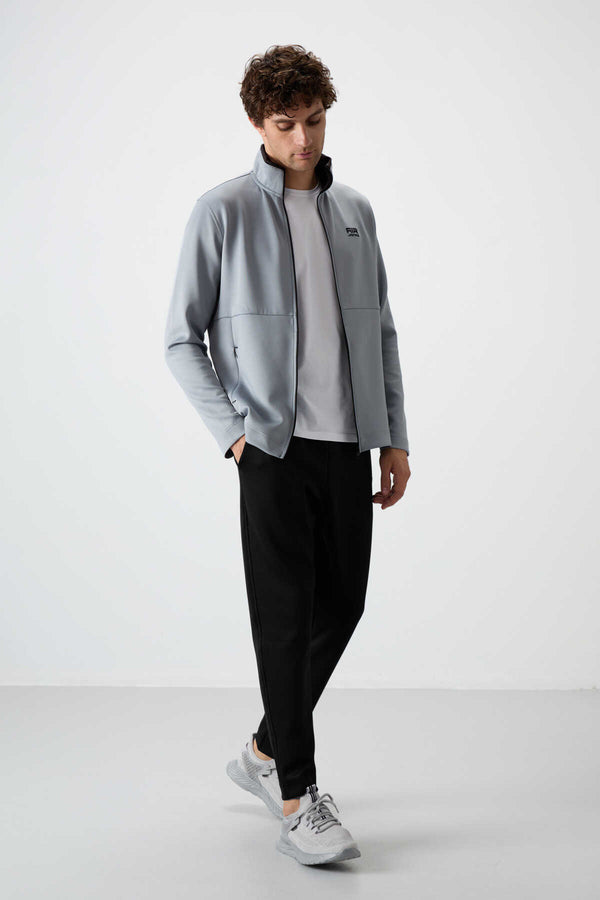 Tommylife Toptan Bran Standart Kalıp Scuba Basic Erkek Eşofman Takım 85199 Gri - Siyah