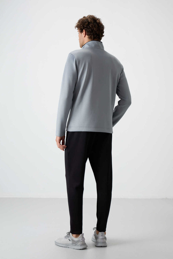 Tommylife Toptan Bran Standart Kalıp Scuba Basic Erkek Eşofman Takım 85199 Gri - Siyah