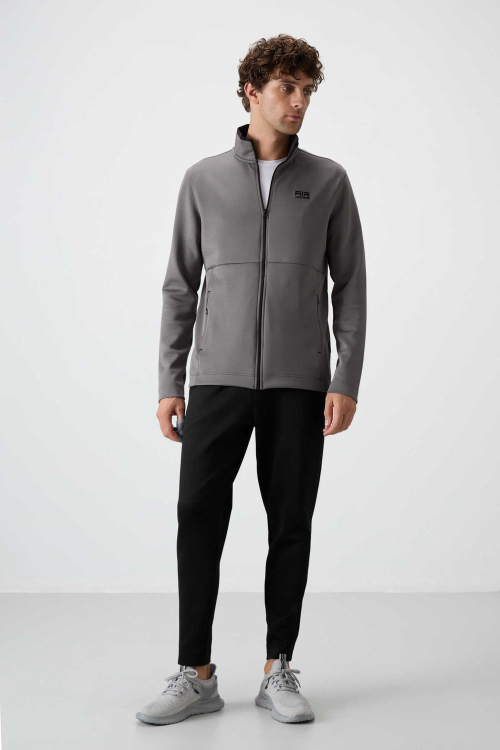 Tommylife Toptan Bran Standart Kalıp Scuba Basic Erkek Eşofman Takım 85199 Koyu Gri - Siyah