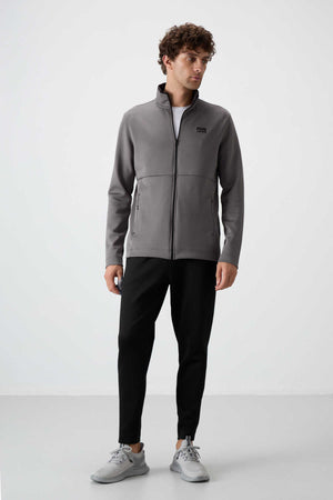 Tommylife Toptan Bran Standart Kalıp Scuba Basic Erkek Eşofman Takım 85199 Koyu Gri - Siyah
