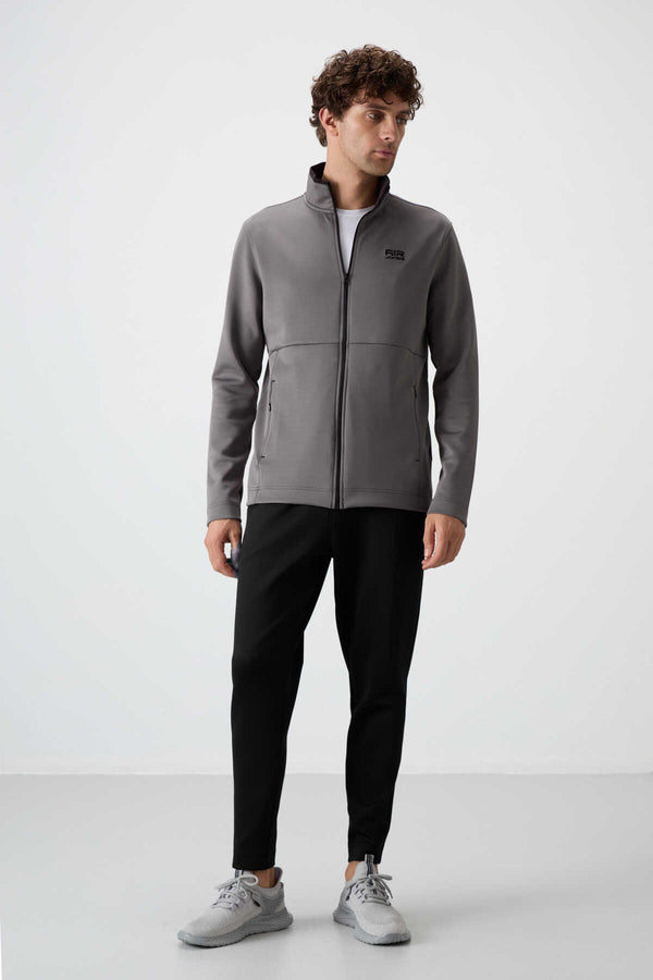 Tommylife Toptan Bran Standart Kalıp Scuba Basic Erkek Eşofman Takım 85199 Koyu Gri - Siyah