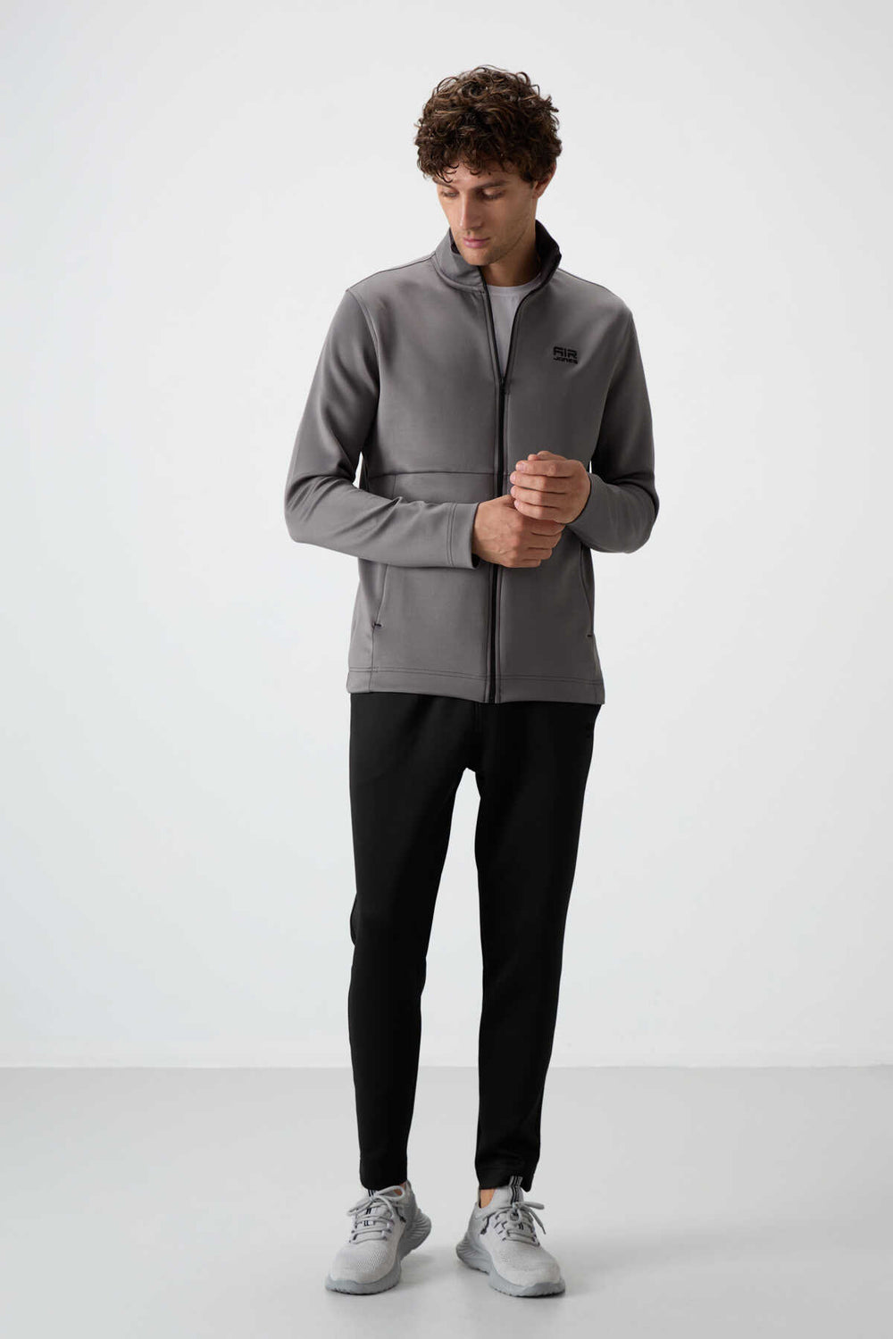 Tommylife Toptan Bran Standart Kalıp Scuba Basic Erkek Eşofman Takım 85199 Koyu Gri - Siyah