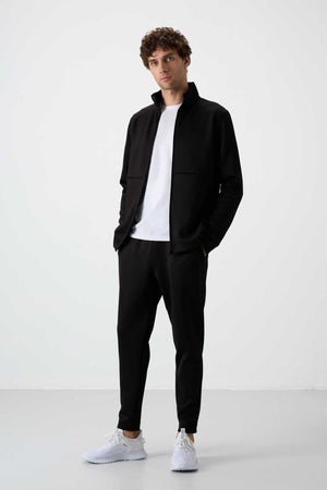 Tommylife Toptan Bran Standart Kalıp Scuba Basic Erkek Eşofman Takım 85199 Siyah