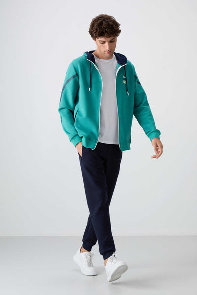 Tommylife Toptan Comfort Fit Baskılı Erkek Eşofman Takım 85236 Deniz Yeşili - İndigo