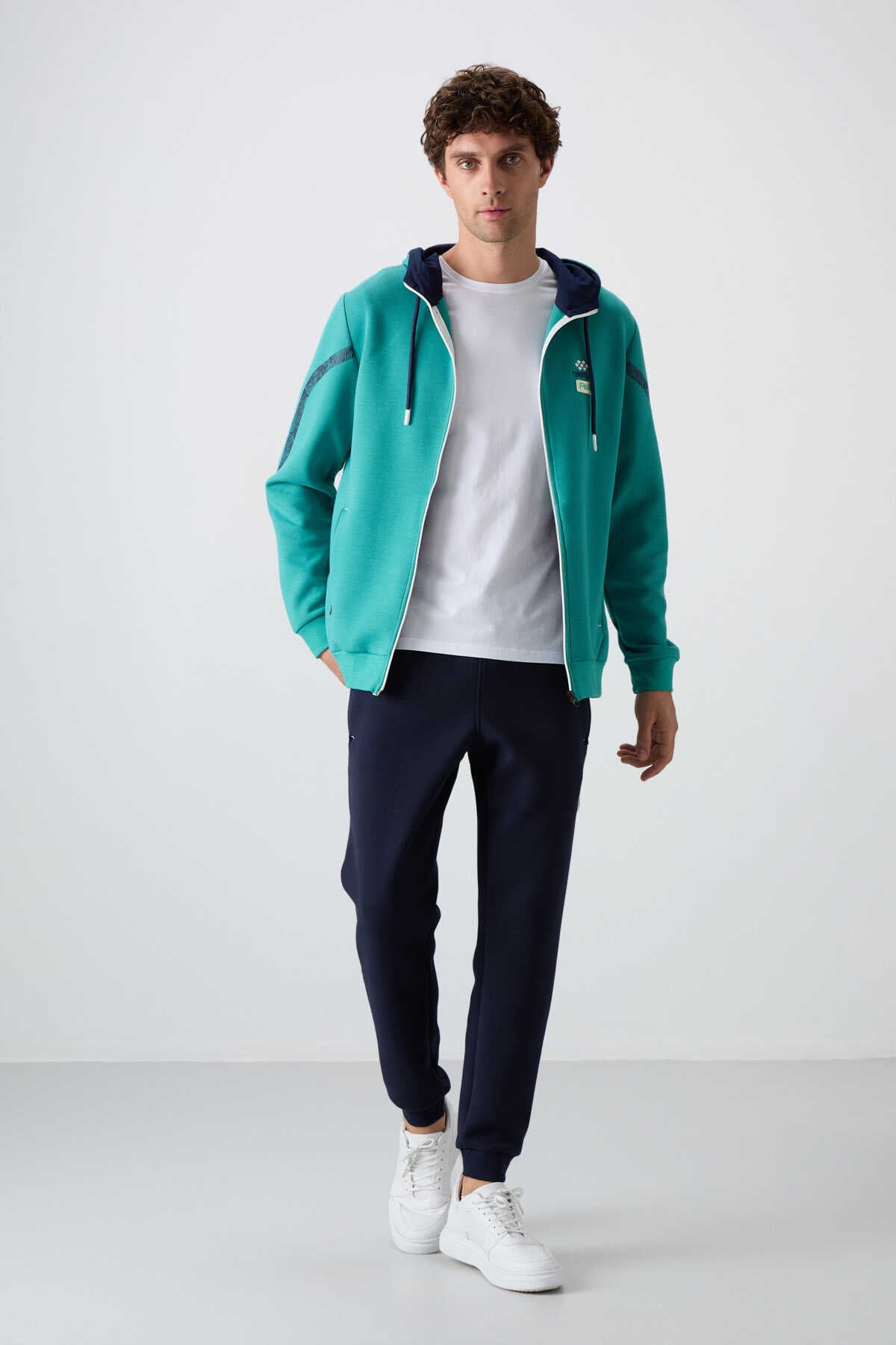 Tommylife Toptan Comfort Fit Baskılı Erkek Eşofman Takım 85236 Deniz Yeşili - İndigo