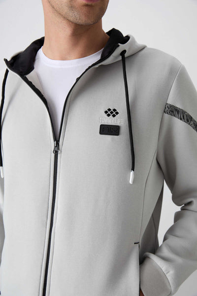 Tommylife Toptan Comfort Fit Baskılı Erkek Eşofman Takım 85236 Taş