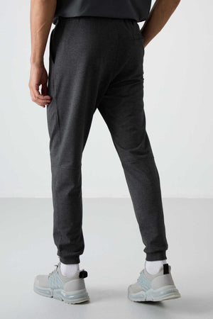 Tommylife Toptan Comfort Fit Nakışlı Erkek Jogger Eşofman Alt 82123 Antrasit Melanj