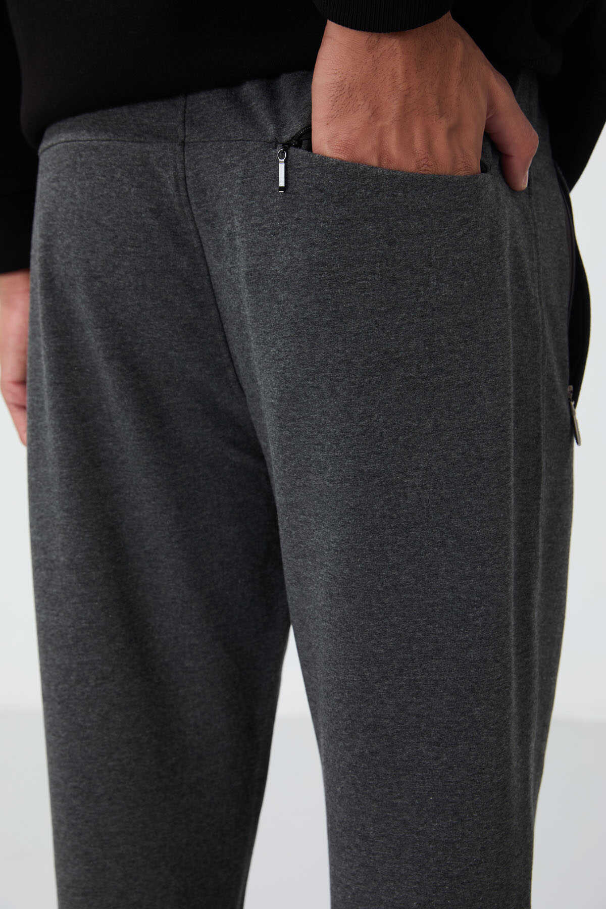 Tommylife Wholesale Slim Fit Classic Leg Men's Sweatpants 84669 Anthracite Melange