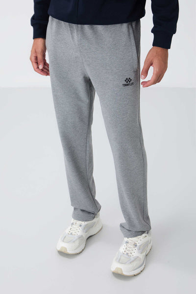 Tommylife Toptan Dar Kalıp Klasik Paça Erkek Eşofman Alt 84669 Gri Melanj