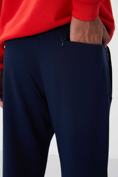 Tommylife Toptan Dar Kalıp Klasik Paça Erkek Eşofman Alt 84669 İndigo