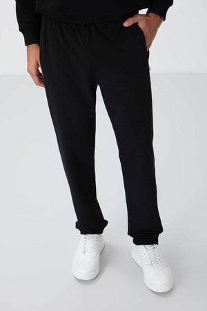 Tommylife Toptan Dar Kalıp Klasik Paça Erkek Eşofman Alt 84669 Siyah