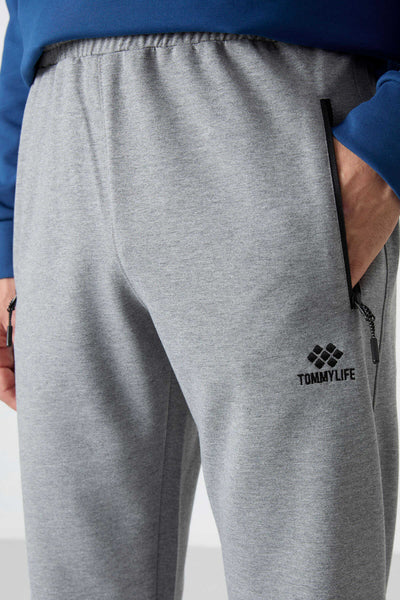 Pantaloni de trening Tommylife Wholesale Slim Fit Classic Leg pentru bărbați 84671 Gri Melange
