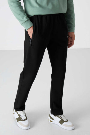 Pantaloni de trening Tommylife Wholesale Slim Fit Classic Leg pentru bărbați 84671 Negri